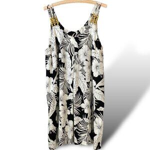 Tropical Group Hawaiian Fashion Dress Womens OS Black/White Tropical Beaded Midi